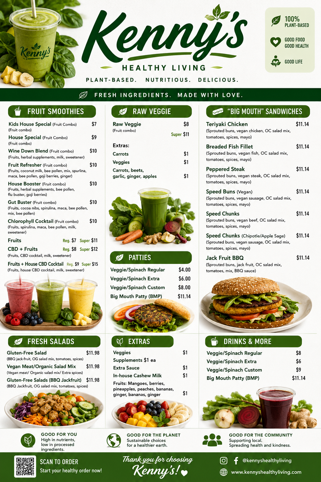 Kenny's Menu